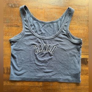 Blue Casual Crop Tank Top